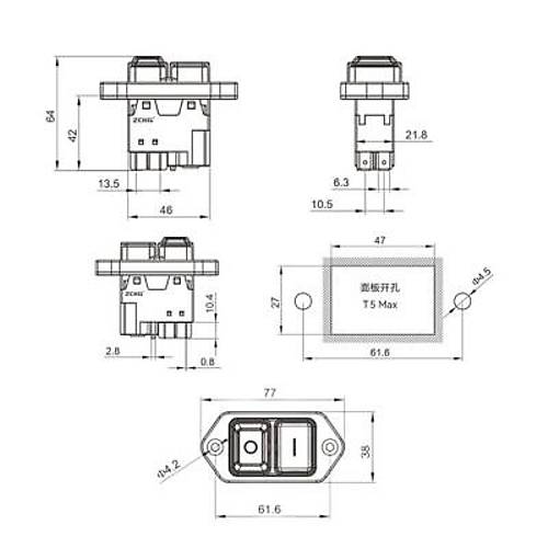 ZCD-02G 5-Pin Elektromanyetik Switch