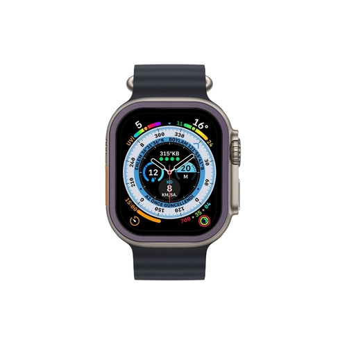 Newface Apple Watch Ultra 49mm Alminyum Kasa Cam Ekran Koruyucu - Mor