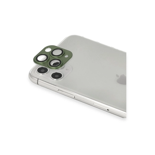 Newface iPhone 11 Pro Max Pers Alminyum Kamera Lens - Yeil