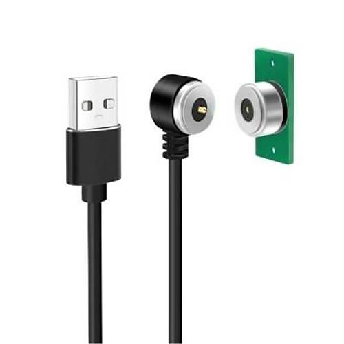 2-Pin 10mm 90C Kablolu PCB'li Pogo Pin Manyetik Konnektr Takm - USB Soketli