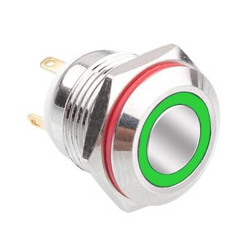 16H-P1-E 16mm Dz Yayl Ikl Metal Buton - Yeil