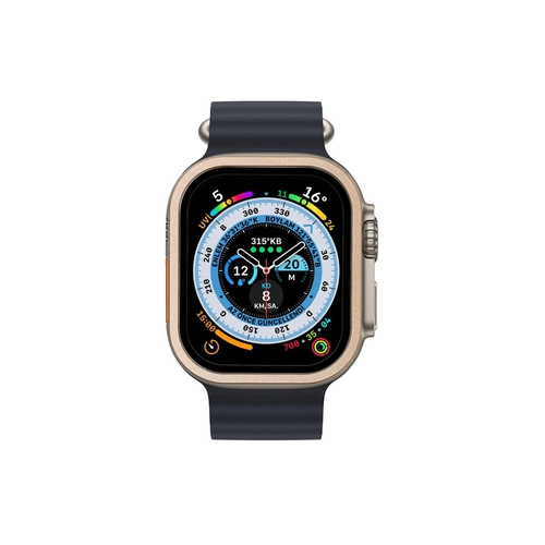Newface Apple Watch Ultra 49mm Alminyum Kasa Cam Ekran Koruyucu - Gold