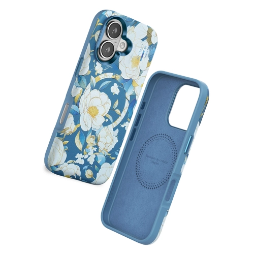 Onegif iPhone 16 Flower Series Magsafe Kapak - Mavi