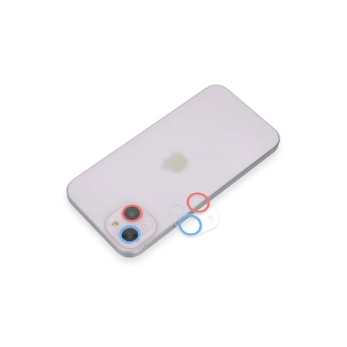 Newface iPhone 13 Mini Renkli Kamera Lens Koruma Cam - Pembe-Mavi