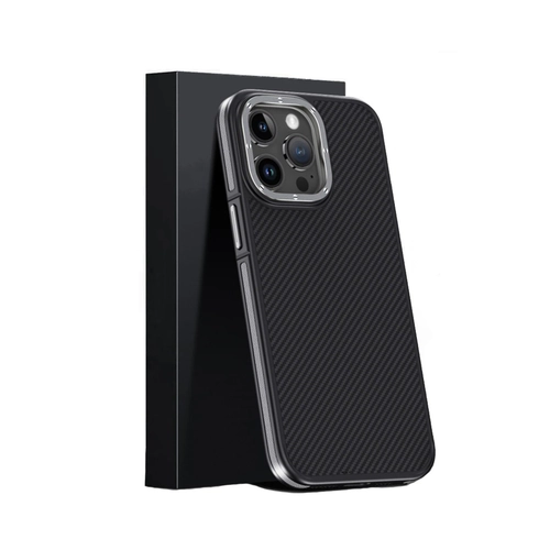 Joko iPhone 15 Pro Klf Aramid 600D Kevlar Karbon Fiber Magsafe Kapak - Gri