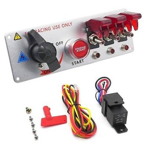 3'l ON-OFF Toggle Switch Panel - Motor Start Butonlu ve Kontak Anahtarl