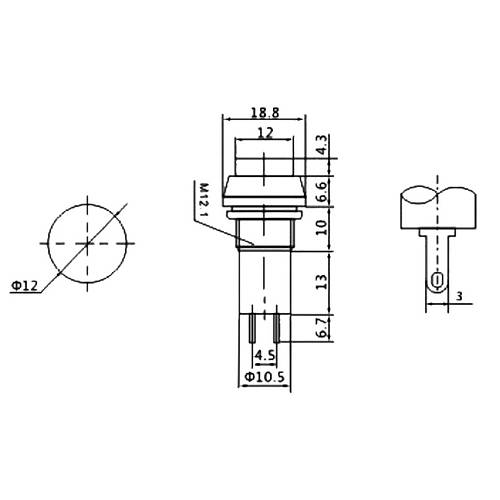IC-187 Buton 12mm Normalde Kapal (Ters Kontak)