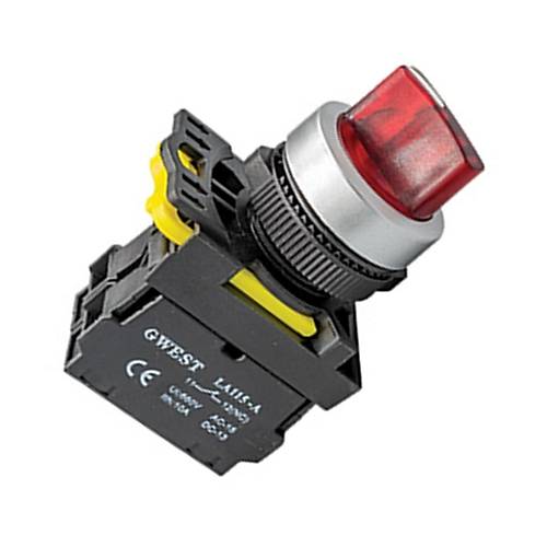 Gwest A5-02XSD-24 22mm 1-0-2 Krmz Led Ikl Mandal Buton 24V 2NC