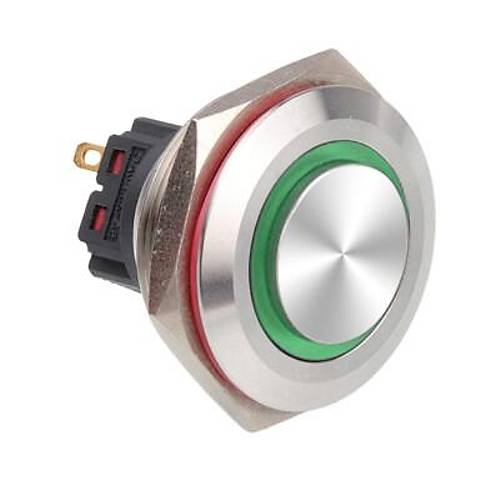 28B-G1Z-E 28mm kk Anahtarl Ikl Metal Buton - Yeil
