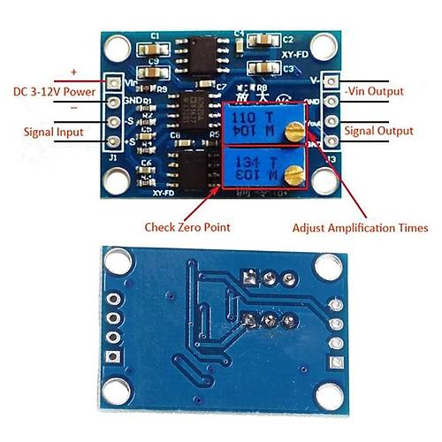 AD620 Yksek Hassasiyetli Mikrovolt Sinyal Kuvvetlendirici Modl DC 12V