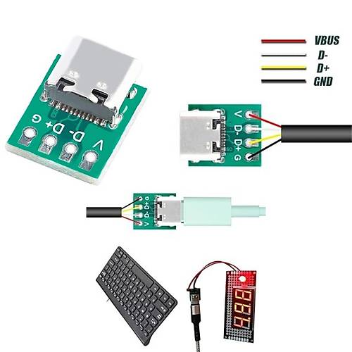 USB Type-C To 4 Pin DIP evirici - Type-C Modl Kart