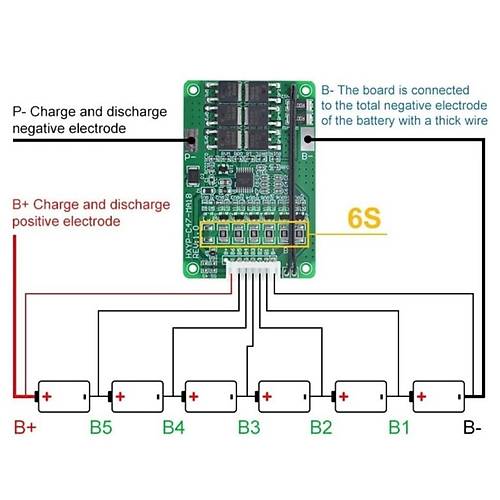6S 20A BMS 25.2V 18650 Lityum Pil arj Koruma Devresi Termistrl