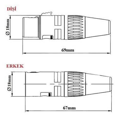 Canon / XLR 5 Pin Jack - Dişi