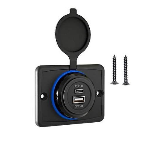 PD Type-C + QC3.0 12-24V Panel Tipi Şarj Soketi