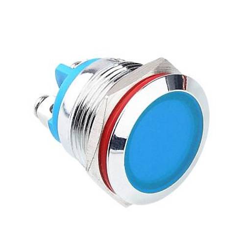 19L-P1 19mm 12-24V Metal Sinyal Lambas - Mavi