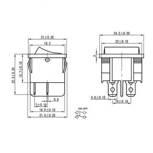 KCD2-501 ON-OFF Switch 4 Pin Beyaz