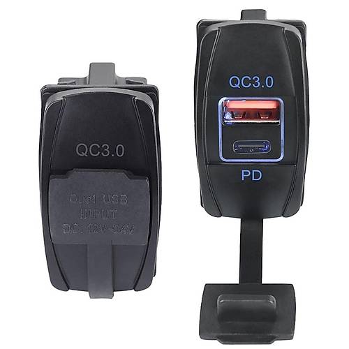 IC-266C-4 Marin Tip kili USB 3.0 + Type-C arj Soketi
