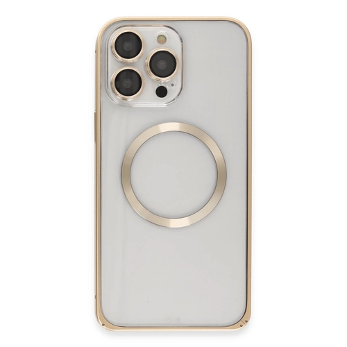 Joko iPhone 14 Pro Klf Metal Bumper Magneticsafe Kapak - Gold