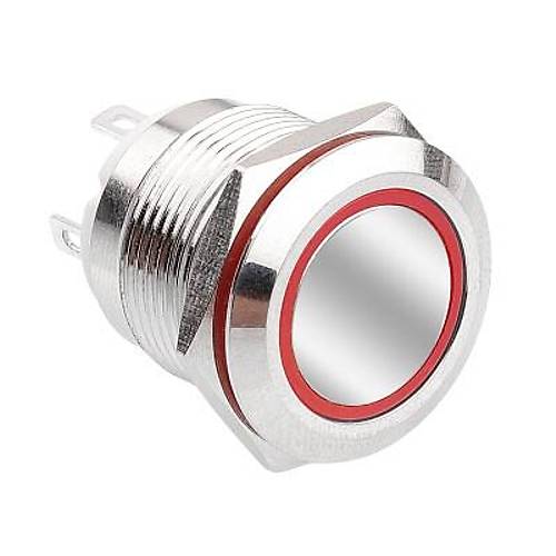19H-P1-E 19mm Dz Yayl Ikl Metal Buton - Krmz