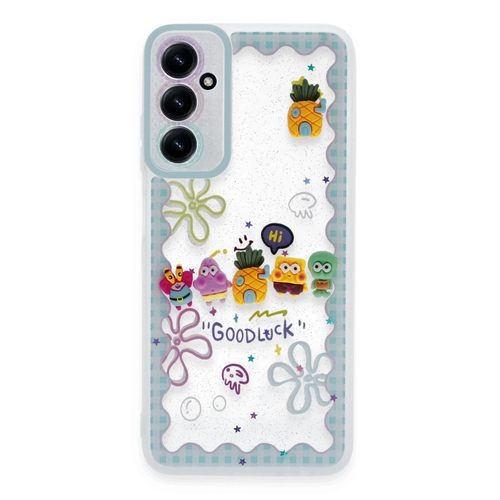 Newface Samsung Galaxy A15 4G Kılıf Sweet Desenli Silikon Kapak - Açık Mavi