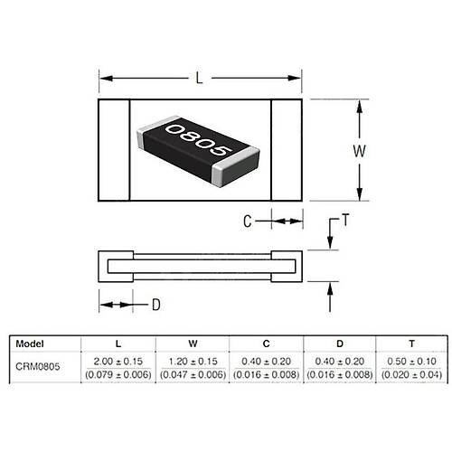 1.2K 805 1/8 SMD Diren 100 Adet