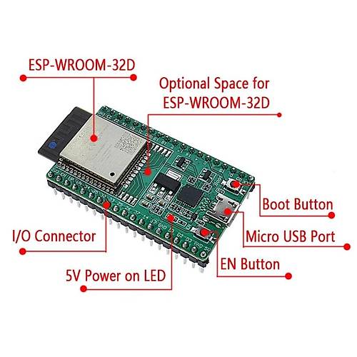 ESP32 WROOM 32D WiFi Bluetooth Gelitirme Kart 38 Pin