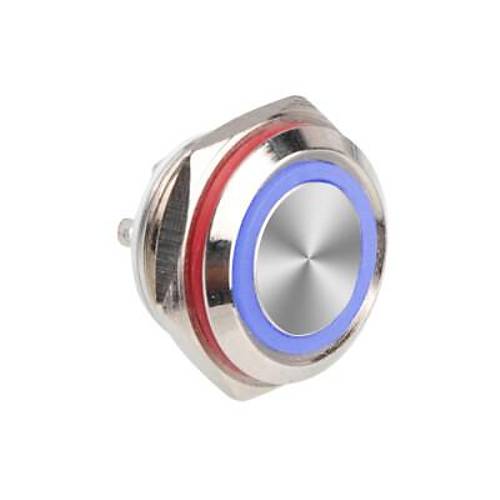 WD16C1-Pin-P1-E 16mm Dz Yayl Ikl Metal Buton - Mavi