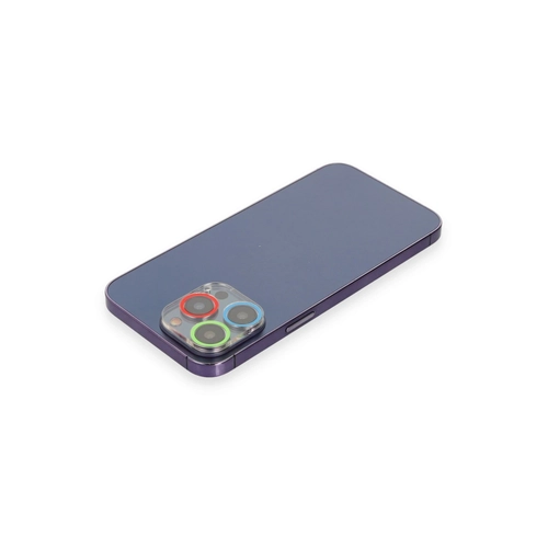 Newface iPhone 12 Pro Max Renkli Kamera Lens Koruma Cam - Mavi-Yeil