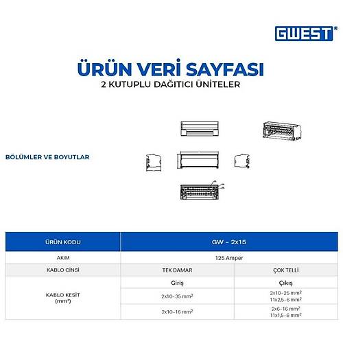 Gwest GW-2x15 2 Kutuplu 125A Girili Datc nite