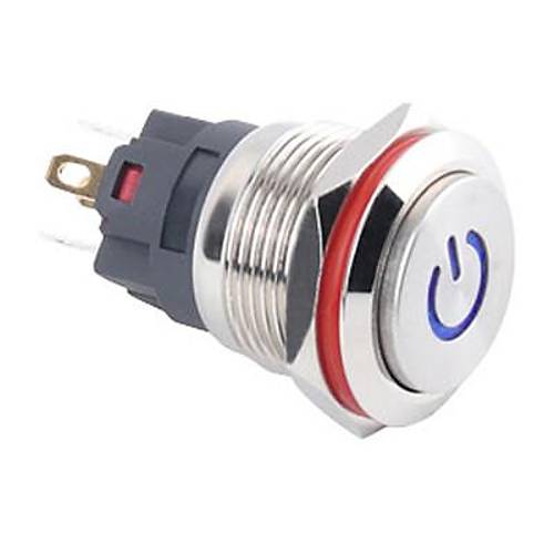 19A-G1Z-C 19mm kk Anahtarl Ikl Power Metal Buton - Mavi