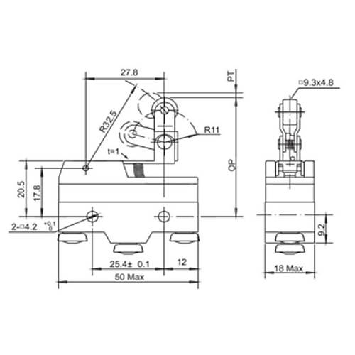Gwest AZ-15GW2277-B Tahrikli Metal Makaral Mikro Switch 15A 1NO + 1NC