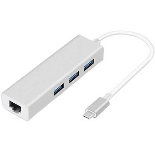 Type-C Hub 3 Port USB 3.0 oklayc + 1000 Mpbs Ethernet evirici