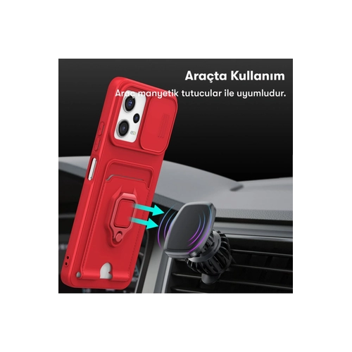 Newface Xiaomi Redmi 12 Klf Zuma Kartvizitli Yzkl Silikon - Krmz