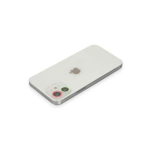 Newface iPhone 11 Renkli Kamera Lens Koruma Cam - Yeil-Pembe