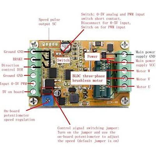 DC 6.5-50V 380W BLDC 3 Fazl Frasz Motor Src