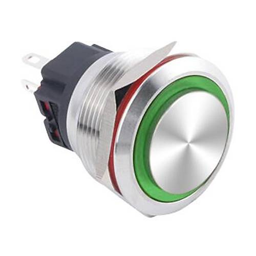 25B-G1Z-E 25mm kk Anahtarl Ikl Metal Buton - Yeil