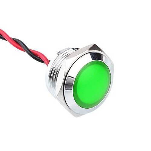 16L-P1 16mm 12-24V Kablolu Metal Sinyal Lambas - Yeil