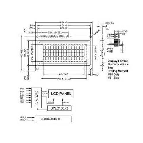 4X16 LCD Ekran Mavi