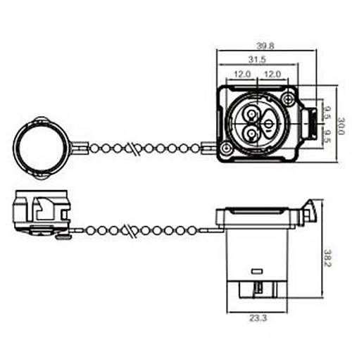 BD-24-J03SX-03-201A 3-Pin Su Geirmez Konnektr - Dii