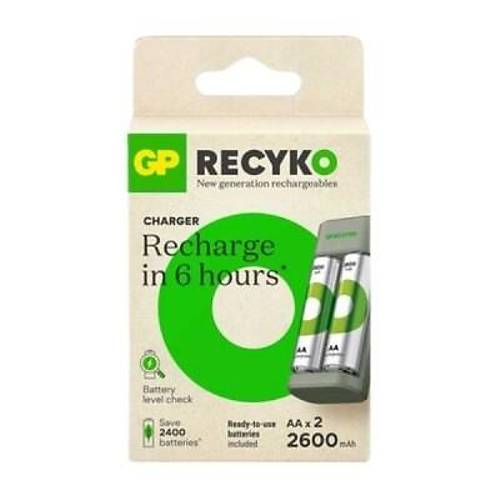 GP 2'li 2600mAh AA arj Edilebilir Pil + USB Pil arj Cihaz