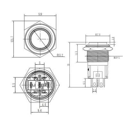 16A-G1Z-E 16mm kk Anahtarl Ikl Metal Buton - Yeil