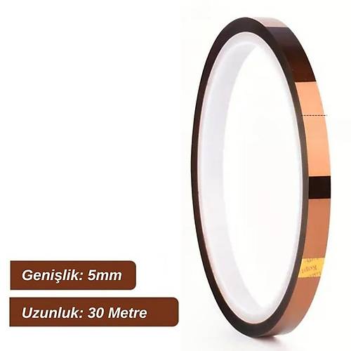 Kapton Bant 5mmx30m Yksek Isya Dayankl Yanmaz Bant