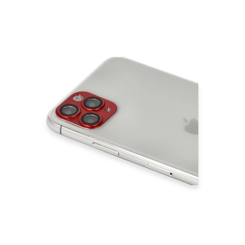Newface iPhone 11 Pro Max Pers Alminyum Kamera Lens - Krmz