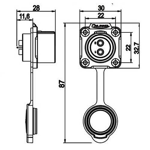 LP-20-J09SX-03-401 9-Pin Su Geirmez Konnektr - Dii