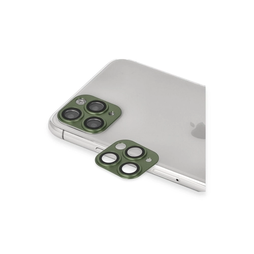 Newface iPhone 11 Pro Max Pers Alminyum Kamera Lens - Yeil