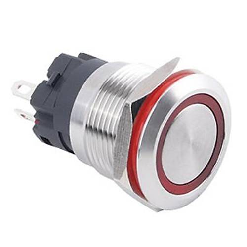 19A-P1-E 19mm Dz Yayl Ikl Metal Buton - Krmz