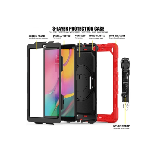 Newface Samsung Galaxy T510 Tab A 10.1 Klf Pars Tablet Kapak - Krmz