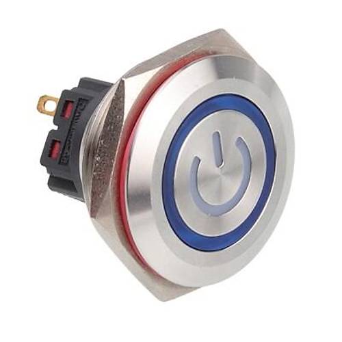 30B-P1-EC 30mm Dz Yayl Ikl Power Metal Buton - Mavi