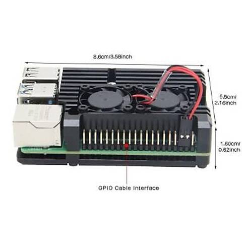 Raspberry Pi 4 Alminyum Soutucu Kasa - ift Fanl