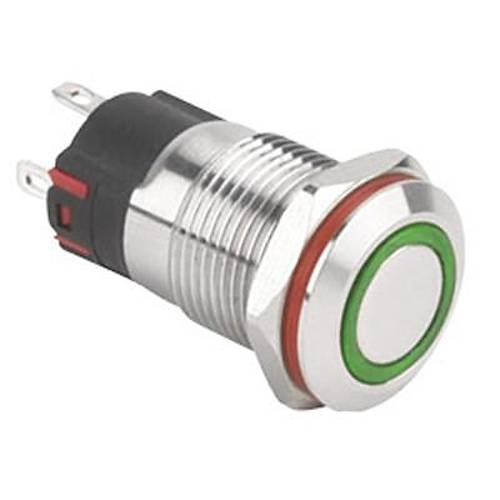 12A-P1Z-E 12mm Dz Anahtarl Ikl Metal Buton - Yeil
